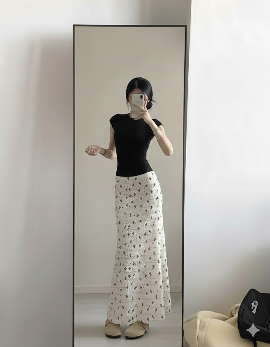 Mermaid bow maxi skirt